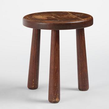 Axel Einar Hjorth, a stained pine "Skoga" stool, Nordiska Kompaniet, Sweden, 1930s.