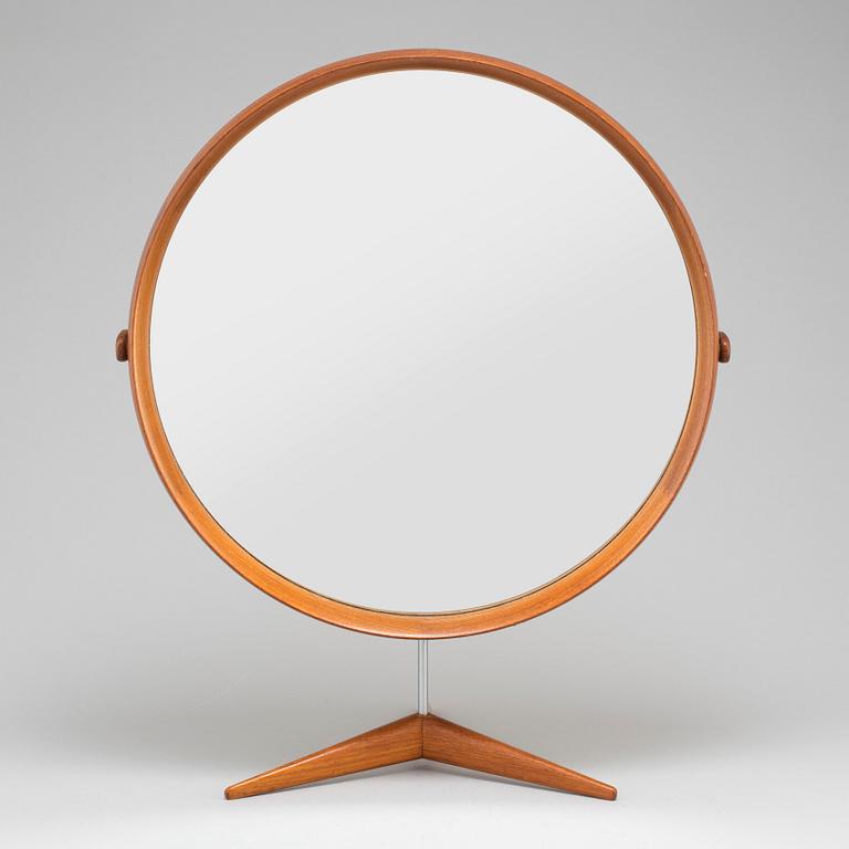 A teak table mirror by Uno and Östen Kristiansson for Luxus, Vittsjö.