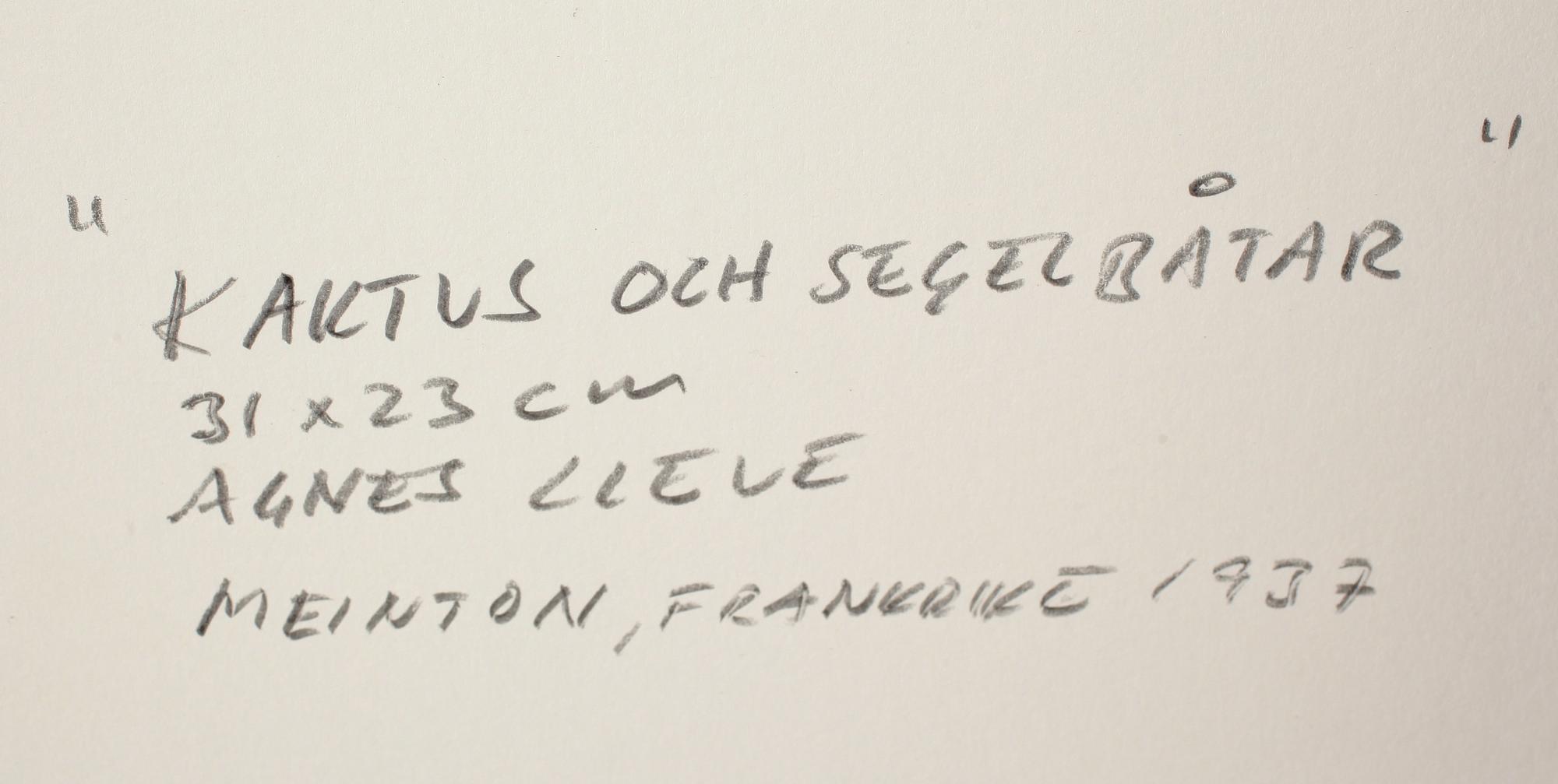 AGNES CLEVE, akvarell/tusch, signerad.