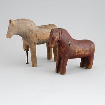 Two wooden horses, 19th century.