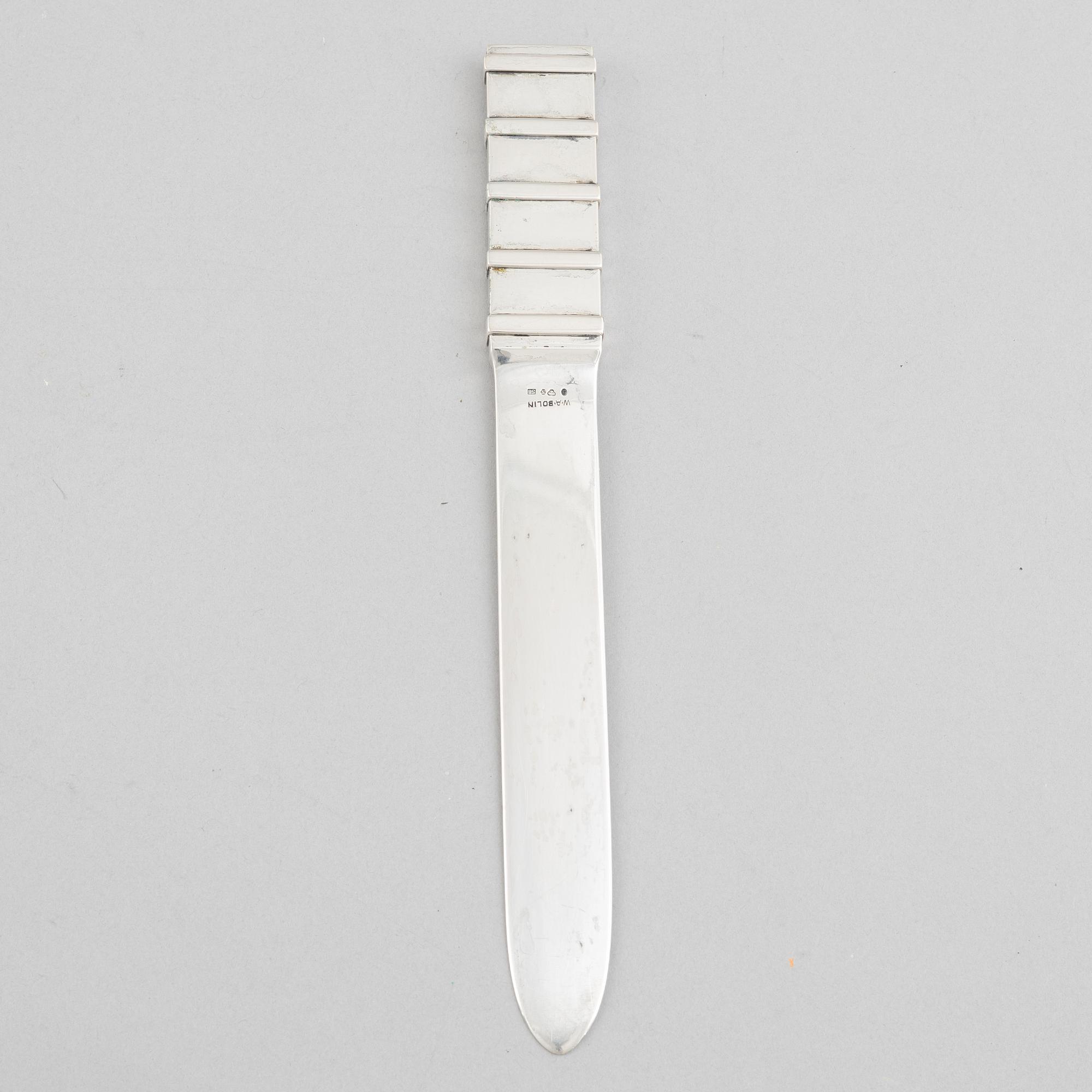 W.A. Bolin, a silver letter opener, Stockholm 1944.