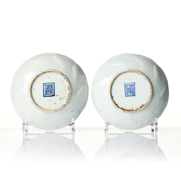 A set of 12 blue and white 'three friends of winter' dishes, Tianqi/Chongzhen, mid 17th century.