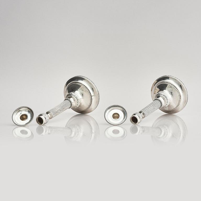 A pair of 18th century silver candlesticks, marks of Simson Ryberg, Stockholm 1789.