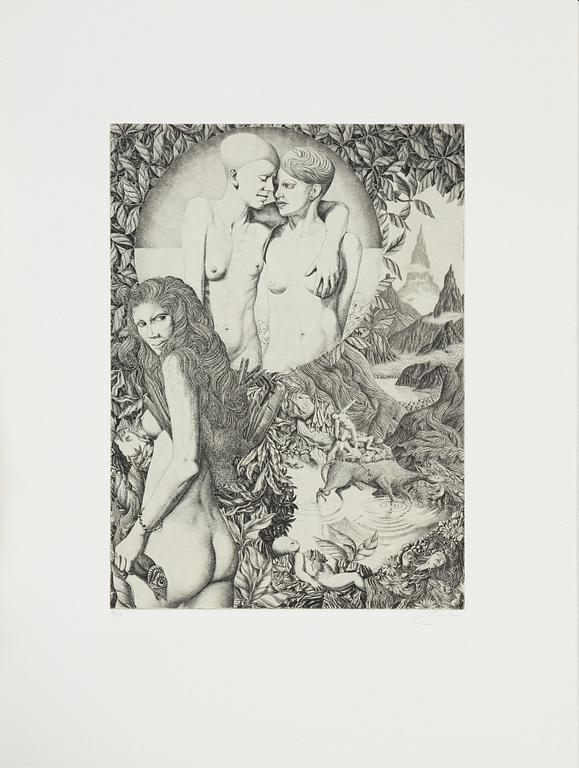 Jörgen Boberg, portfolio with 5 etchings, signed.