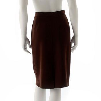 CÉLINE, a brown wool blend skirt.