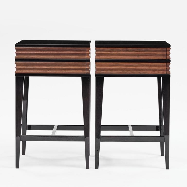 Attila Suta, a pair of bedside tables, executed in his own studio, Stockholm, 2025.