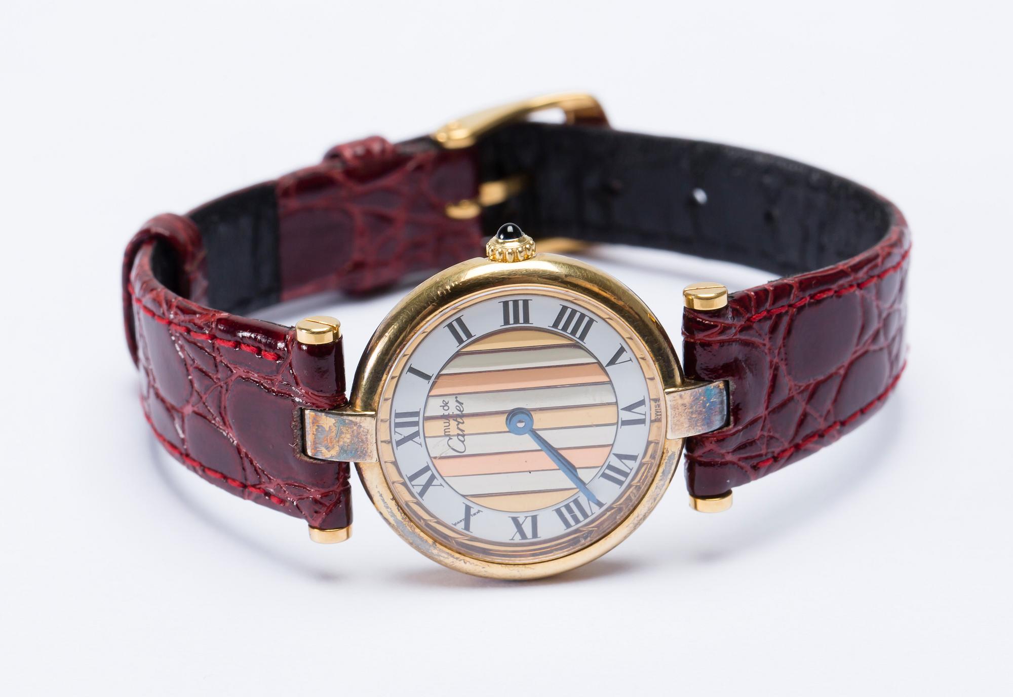 ARMBANDSUR, sterling silver, förgylld. Must de Cartier. 1980-tal.