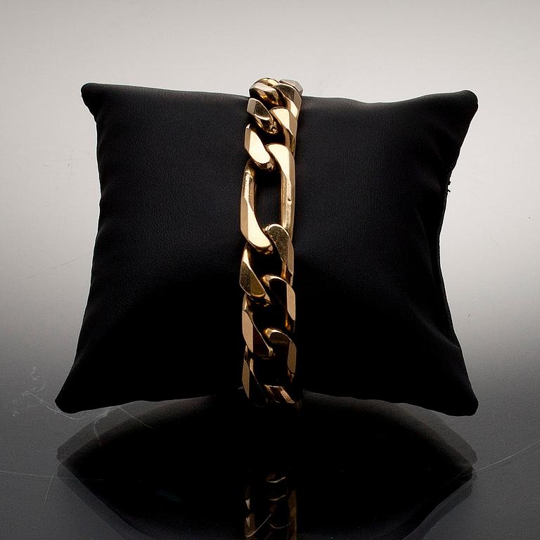 ARMBAND, guld 14 K, Italien, finska kontrollstämplar. Vikt 74 g.