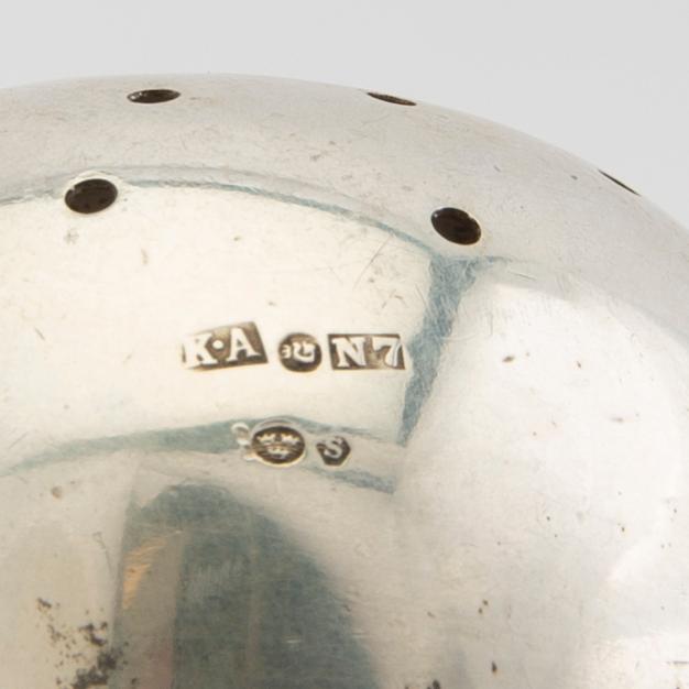 K Andersson shaker silver and glass Stockholm 1915.
