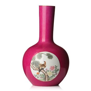 A pink ground Chinese famille rose vase, 20th century.