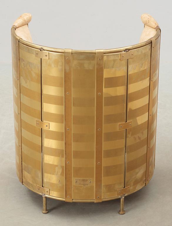 A Mats Theselius 'El Dorado' birch, brass and leather armchair, Källemo, Sweden, limited edition.