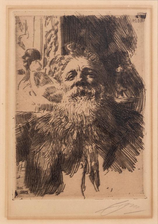 Anders Zorn, a signed etching from 1906.