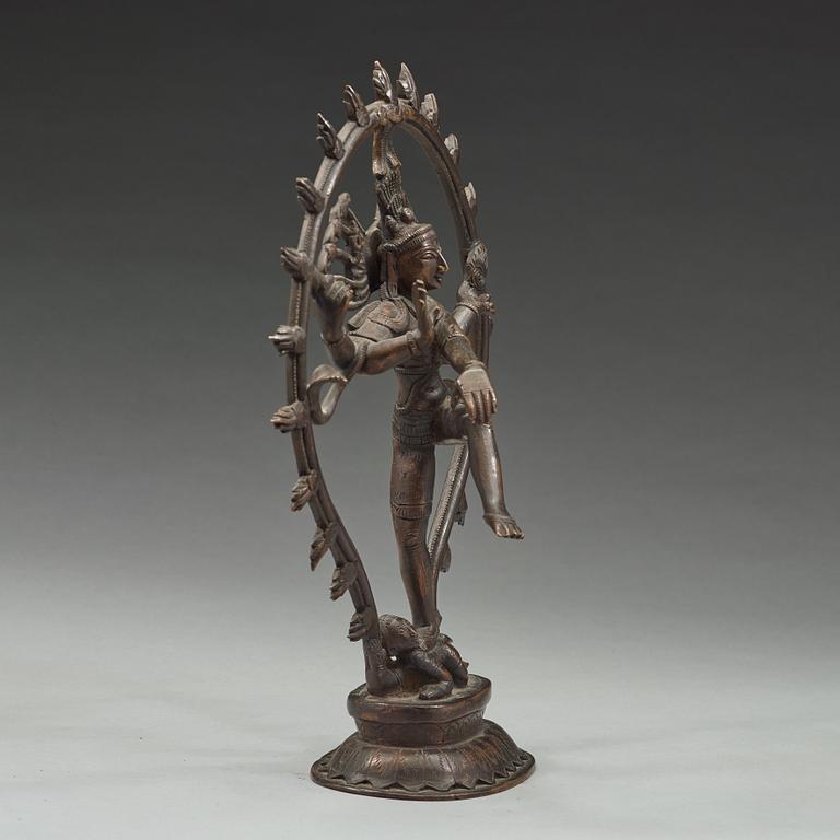 A bronze figure of Shiva Nataraja, India, early 20th Century.