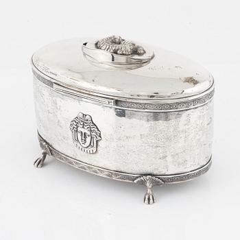 A Swedish 19th century silver sugar-casket, mark of Anders Emanuel Blomquist, Vadstena 1825.