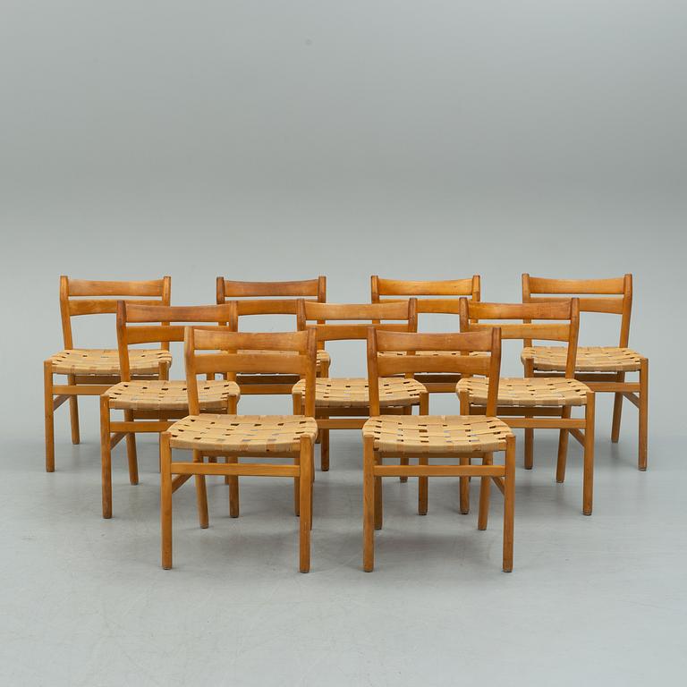 BØRGE MOGENSEN, nine beech chairs from C.M. Madsens Fabriker, Haarby, Denmark.