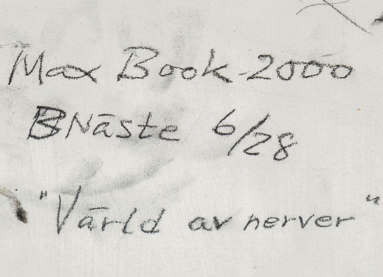 MAX MIKAEL BOOK, blandteknik på pannå, signerad och daterad 2000. Näste 6/28.