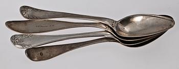 MATSKEDAR, 11 st, silver, 1800-tal. Bl a Johannes Wållers, Linköping 1842-46.