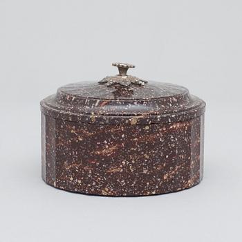 A Swedish Empire 19th century porphyry butter box.