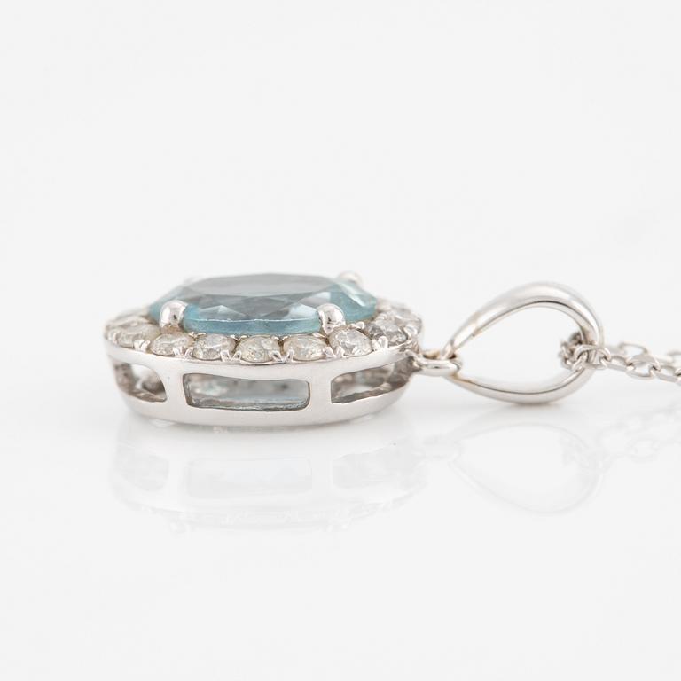 Necklace, 18K white gold with aquamarine and brilliant-cut diamonds.