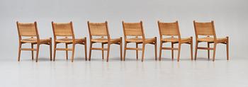 A set of six Hans J Wegner 'CH-31' stained oak  chairs, Carl Hansen & Son, Denmark 1960's.