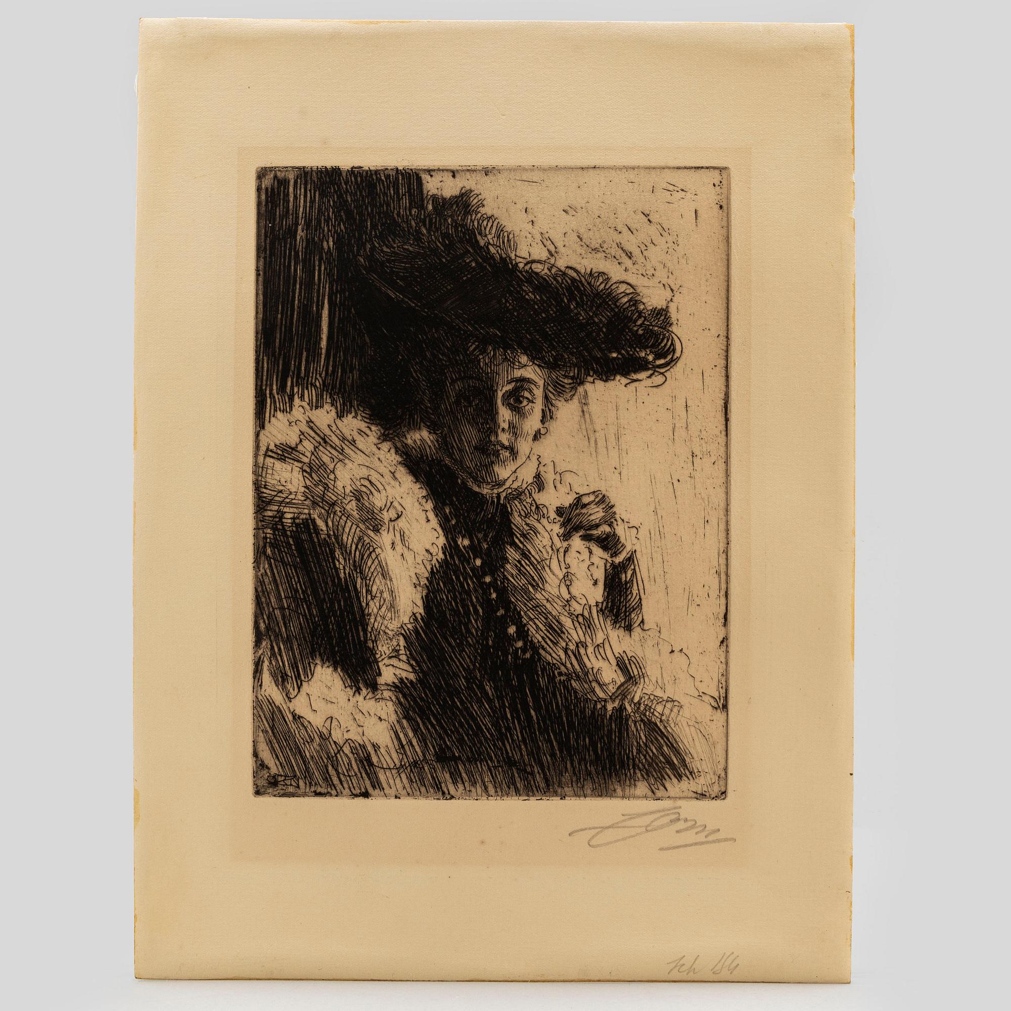 ANDERS ZORN, etching, 1904, I state of I, signed with pencil.