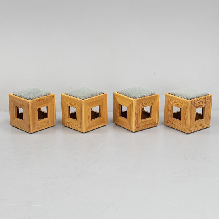 Barnmöbler, fåtölj och pallar, 4 st, 1970-tal.