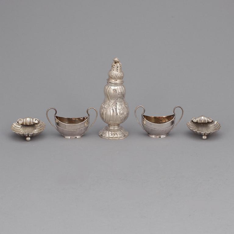 PARTI SILVER, 5 delar. Tot ca 220 g. Bl a Birmingham 1897.