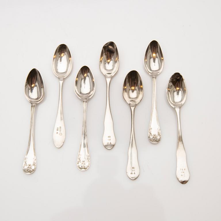 Coffee spoons, 7 pieces, silver, 1810-1903, Sweden.