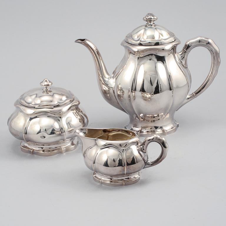 KAFFESERVIS, 3 delar, silver, Torndahl-Ekström, Stockholm, 1929. Vikt 1018 g.