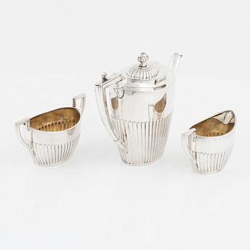 Kaffeservis, 3 delar, silver, gustaviansk stil, svensk importstämpel.