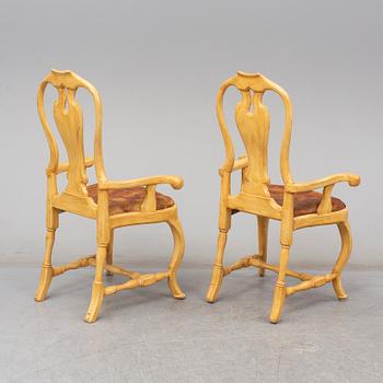 A pair of Swedish late Baroque 18th century armchair.