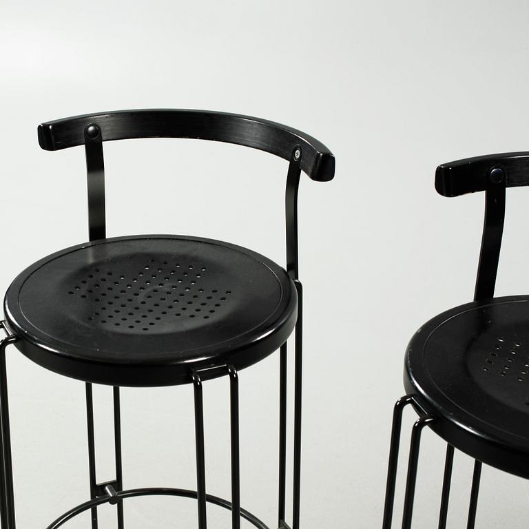 Four "B4-82" bar stools from the Oblado series, designed by Börje Lindau for Blå Station, late 20th century.
