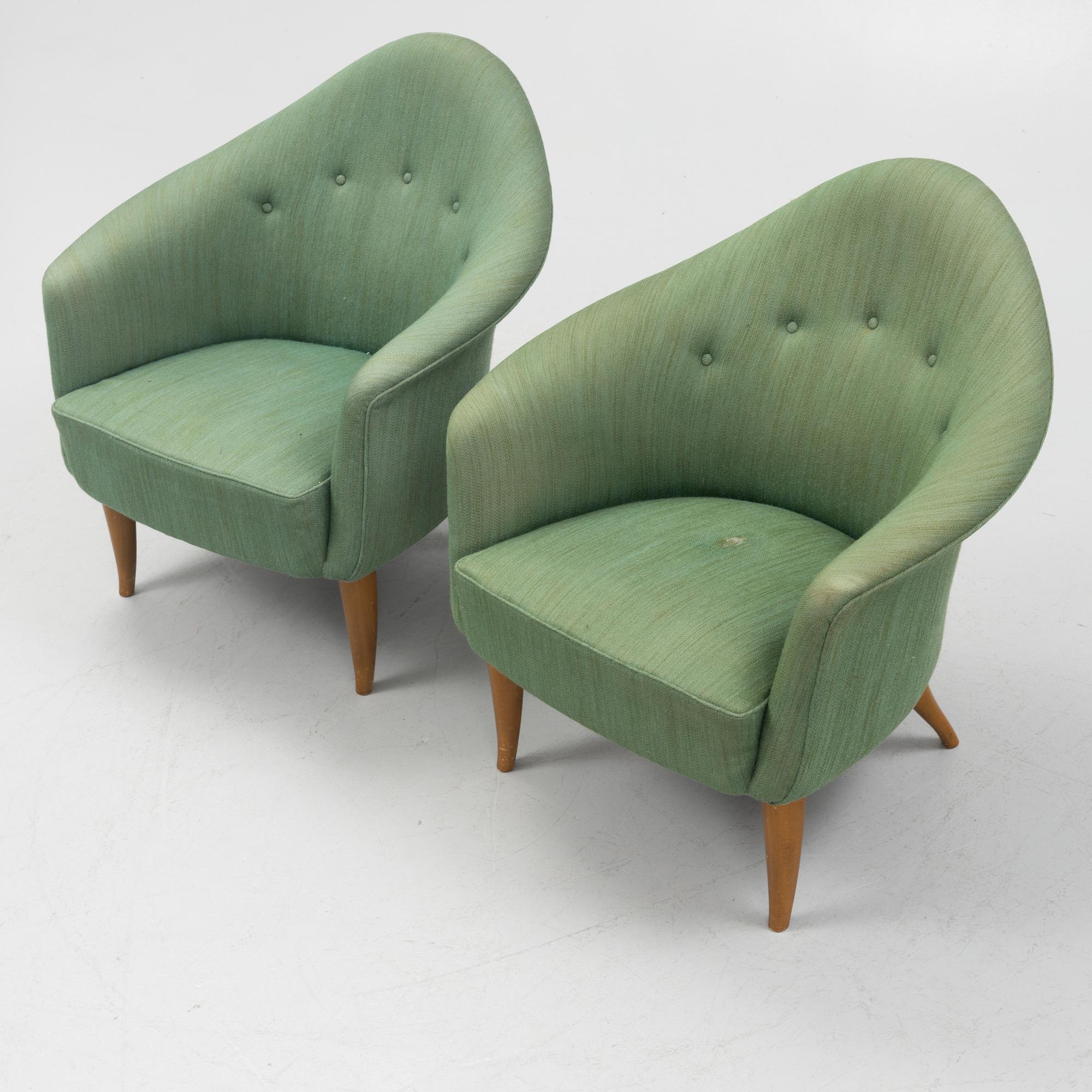 Kerstin Hörlin-Holmquist, a par of 'Lilla Adam' armchairs, Nordiska Kompaniet, Nyköping.