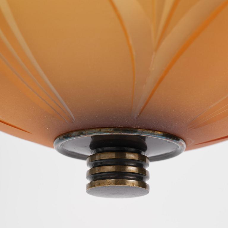 Edward Hald, a pair of ceiling lamps, Orrefors, 1930s.