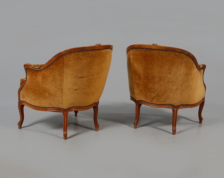 BERGÈRER, ett par, rokokostil, 1900-tal.