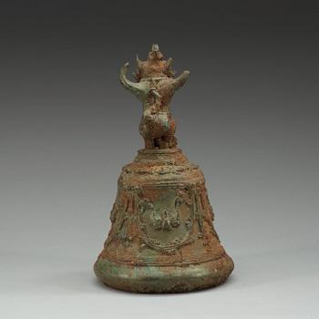 TEMPELKLOCKA, brons. Östra Java, Majapahit Kingdom, troligen 1200-tal.