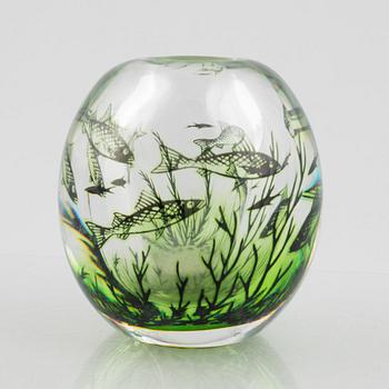 Edward Hald, a graal glass vase, Orrefors, Sweden, signed.
