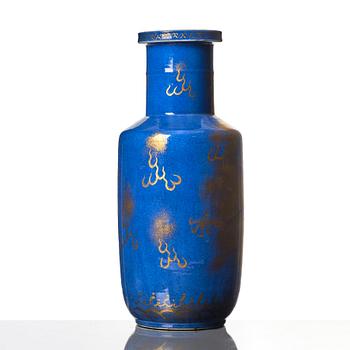 A powder blue roleau vase, Qing dynasty, 19th Century.