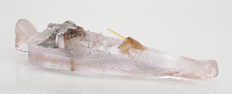 A Bertil Vallien sand cast glass sculpture, Kosta Boda, Sweden 1998.