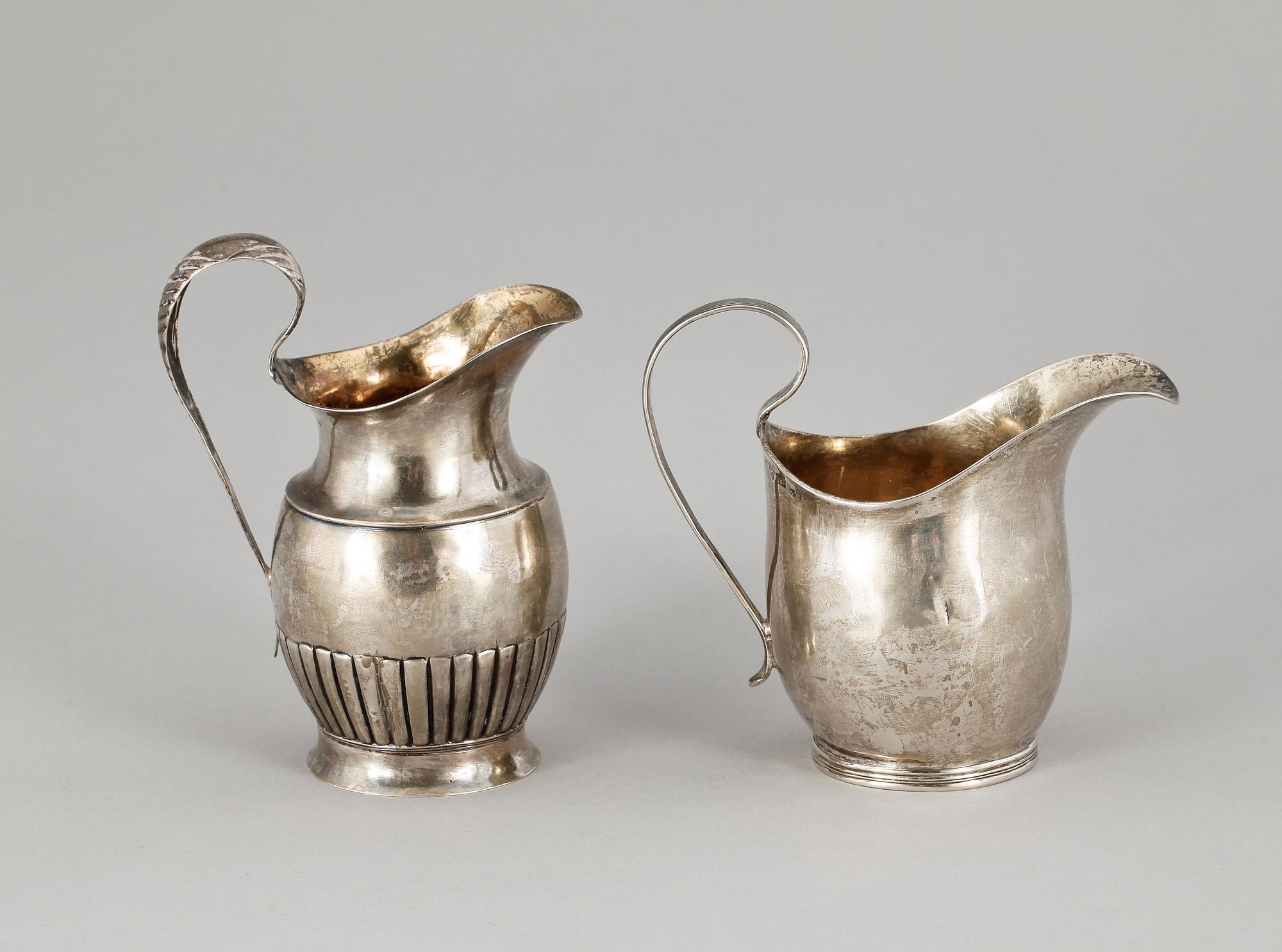 225766. GRÄDDKANNOR, 2 st, silver, empire, bla Johan Fredrik Masman, Stockholm 1815. Totalvikt ca 180 gram.