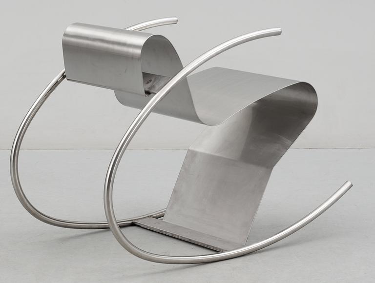 A Sigurdúr Gustafsson 'Rock´n roll' stainless steel rocking chair by Källemo AB, Sweden.