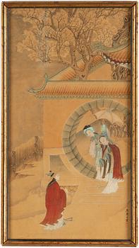 A Japanese painting, ink and colour on paper, late 19th century.