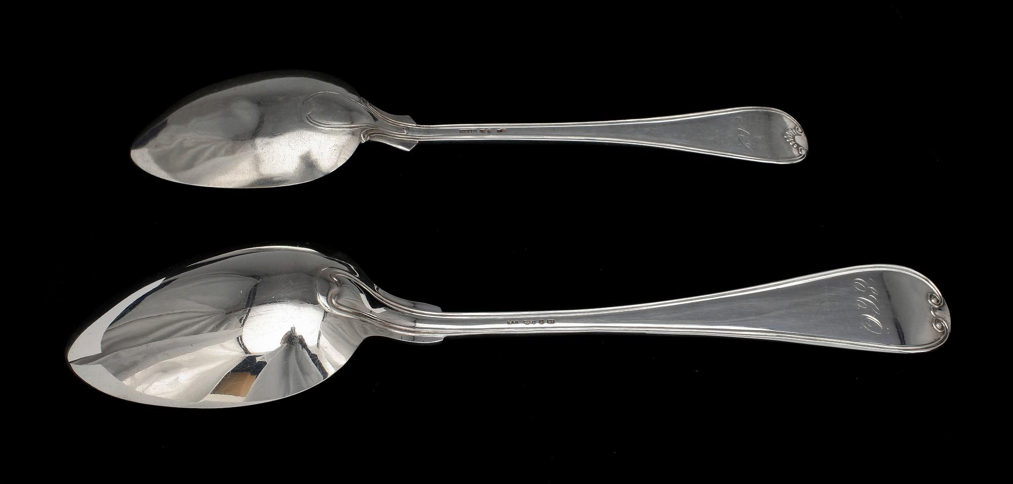 PARTI MATSKEDAR samt RAGUSKED, 11 st, silver, bl a Carl Jonsson, Linköping 1889. Tot vikt ca 680 g.