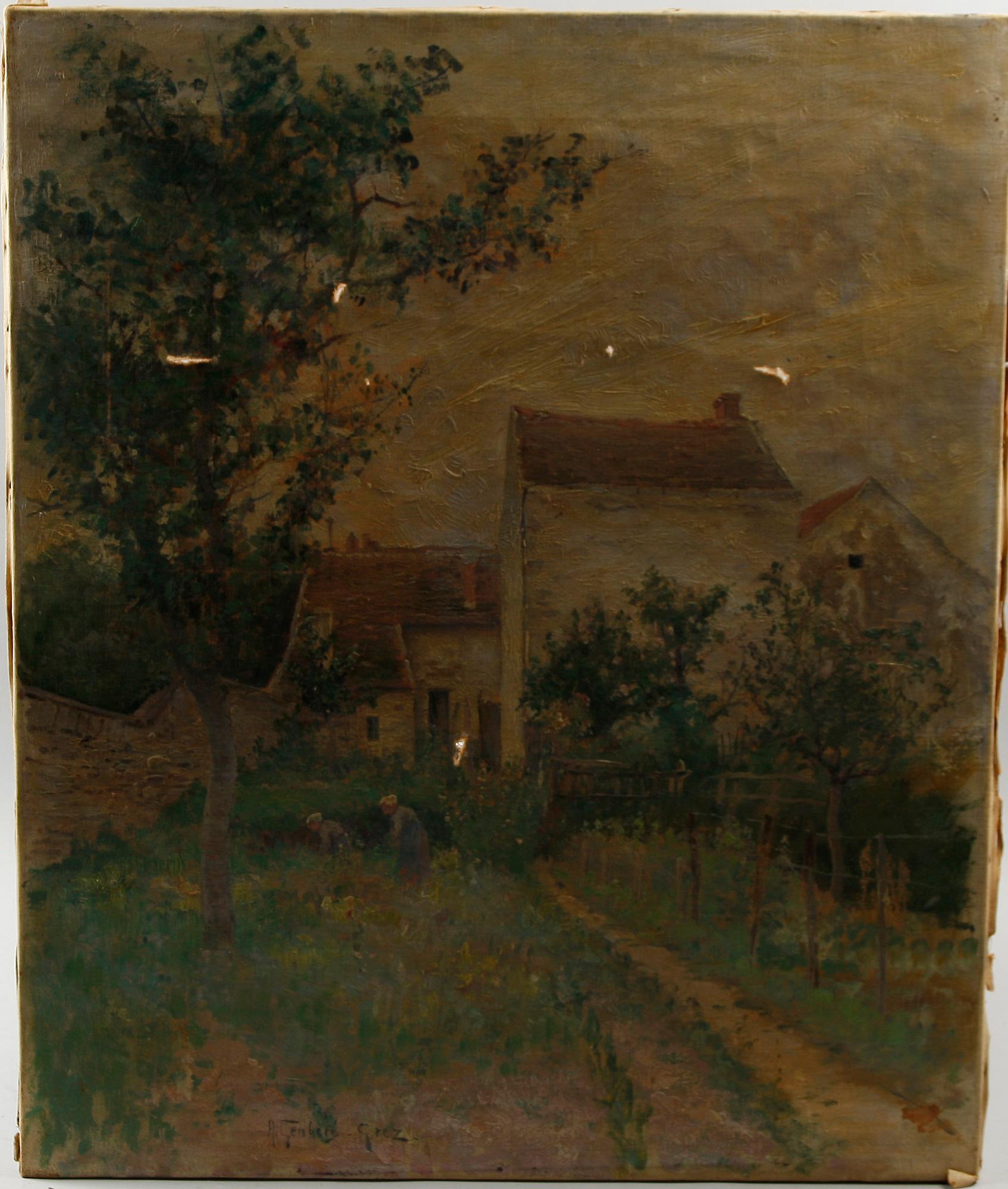 ANTON GENBERG. Olja på duk. Sign A. Genberg, Grez.