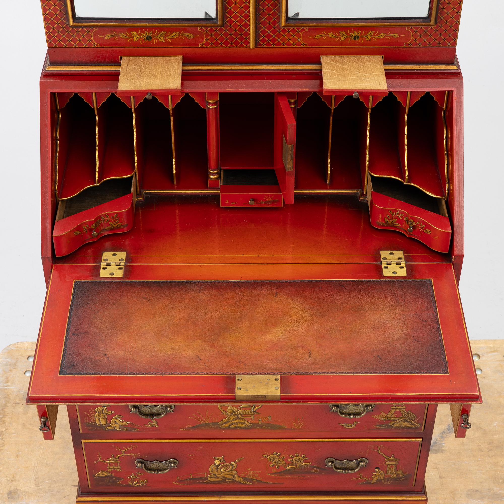 Writing cabinet, chinoiserie style, 20th century.