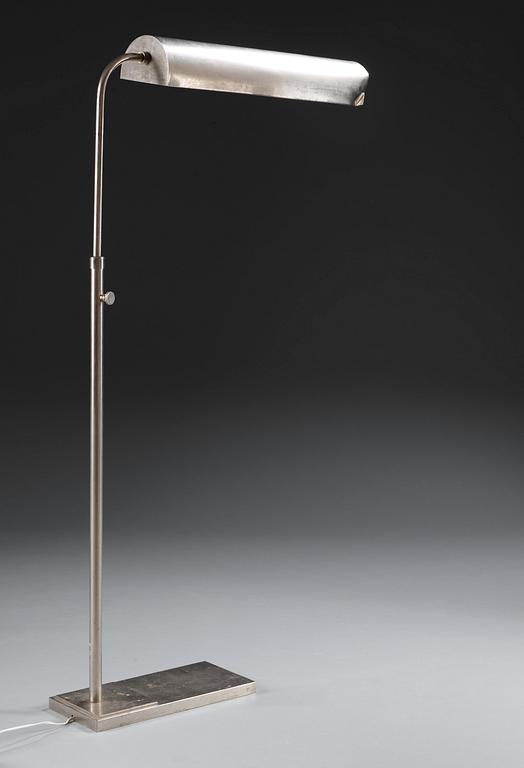 An Uno Åhrén white metal floor lamp, Svenskt Tenn, early 1930's.