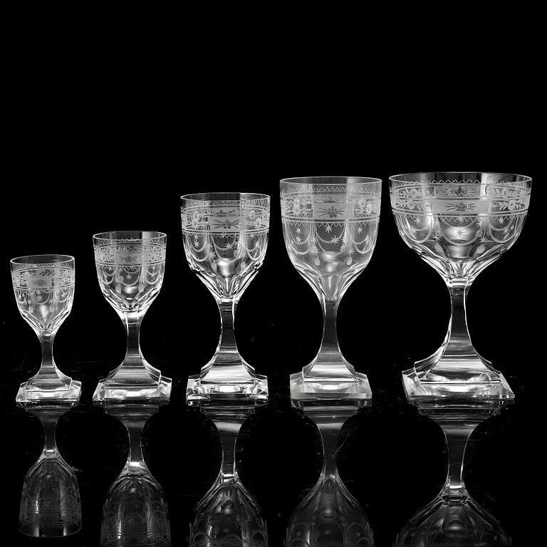 A Kosta glass service, 20th Century. (59 pieces).