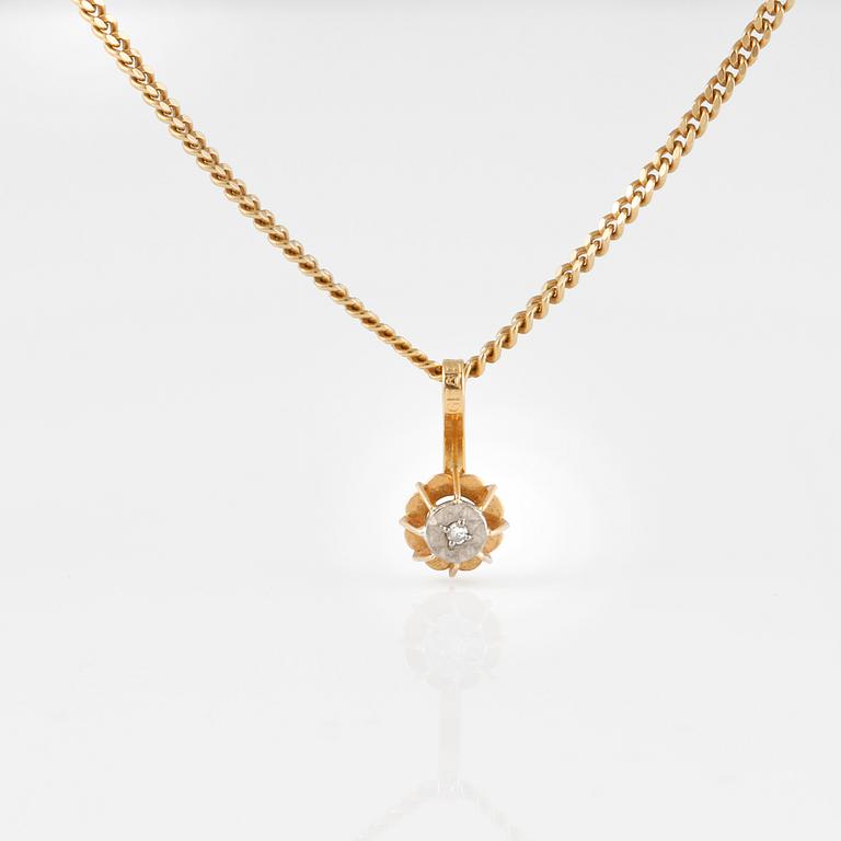 HÄNGE, 18K guld med liten åttkantslipad diamant, importstämplat.  Vikt 4,2 gram.