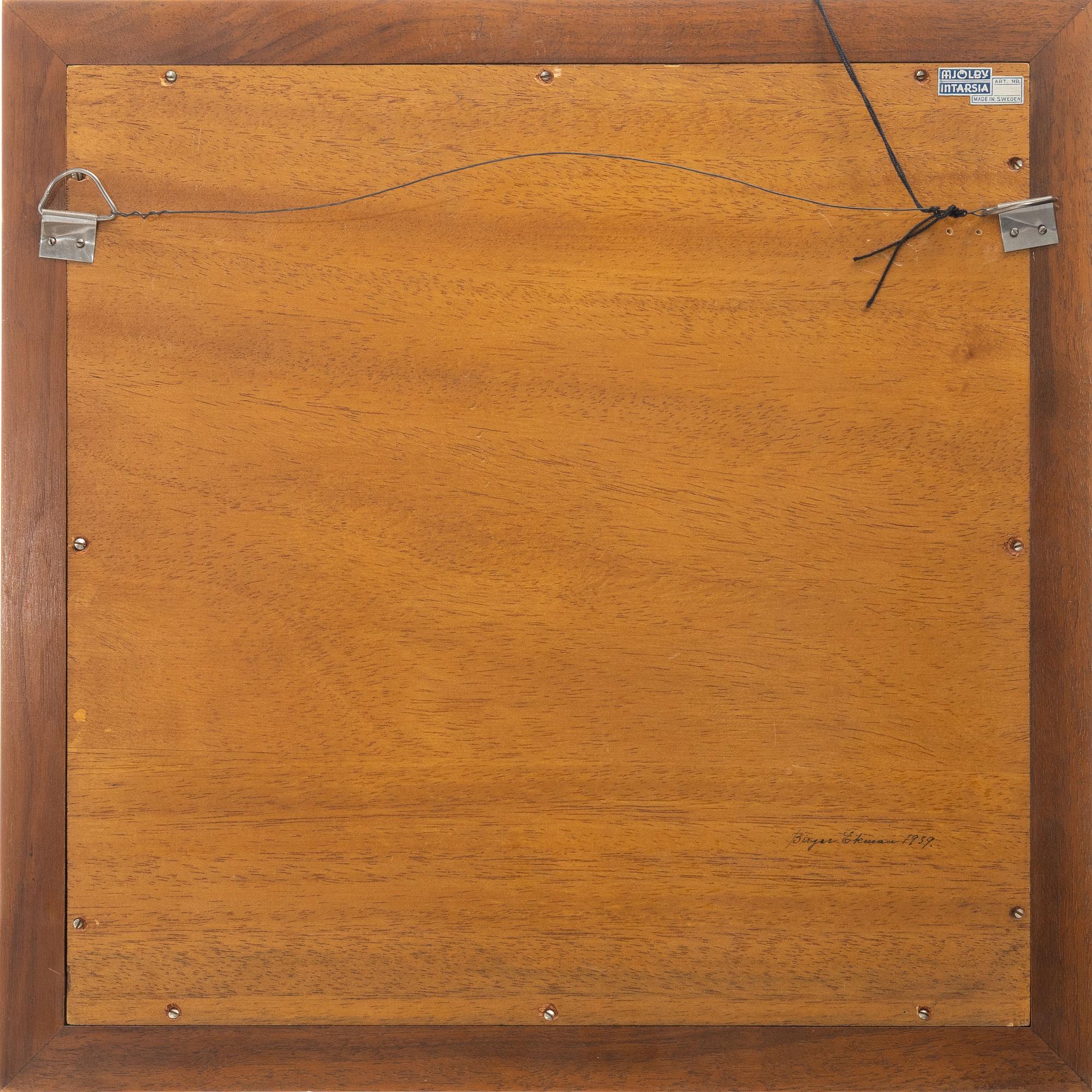 Birger Ekman, väggplakett, Mjöjby Intaria, 1939.