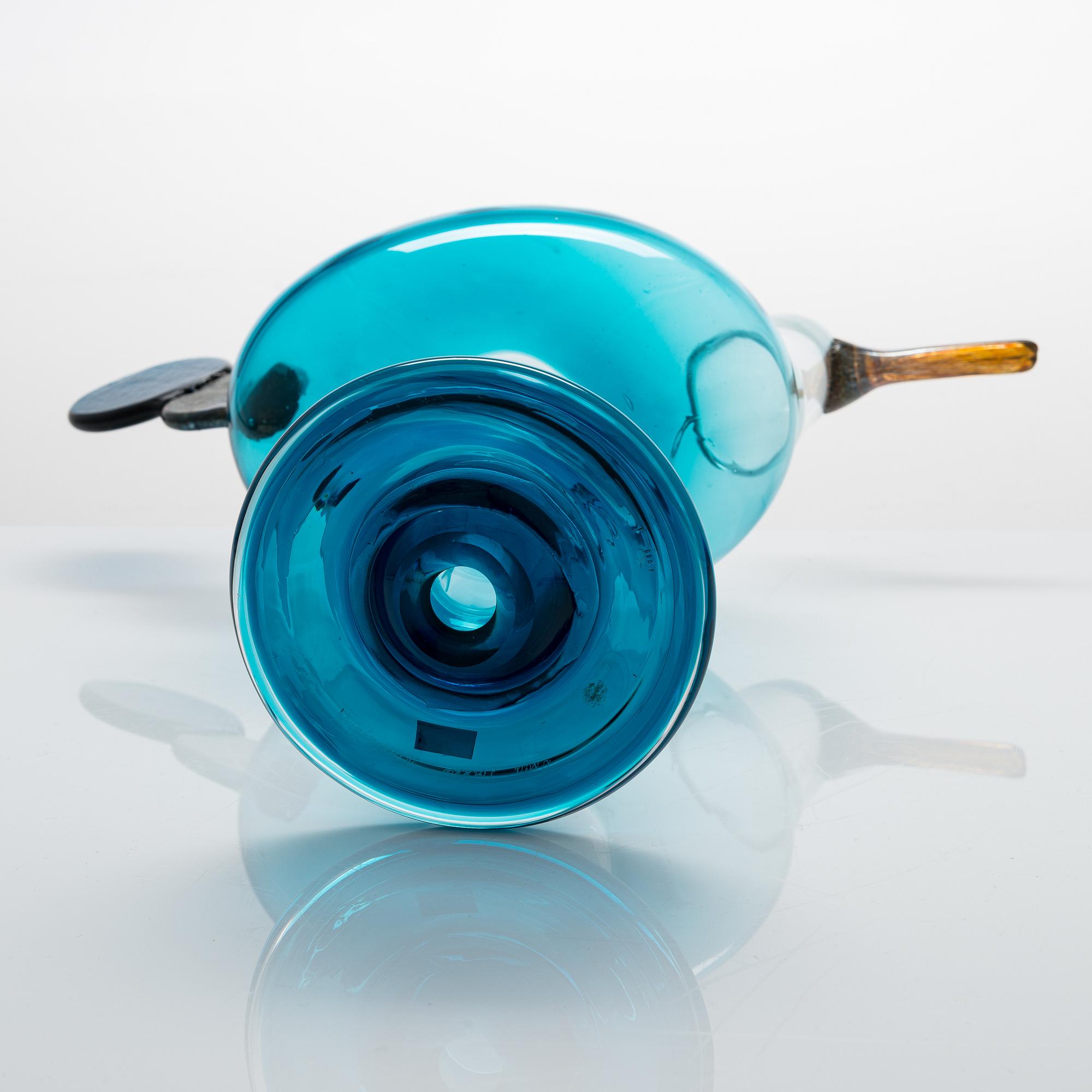 Oiva Toikka, fågel, "Kiikkuri", signerad Oiva Toikka, Nuutajärvi Notsjö.